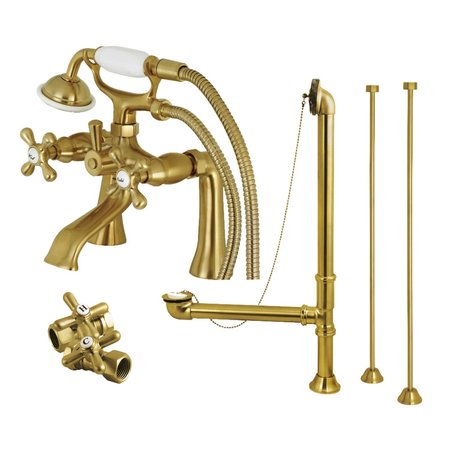 KINGSTON BRASS Clawfoot Tub Faucet Packages, Brushed Brass, Deck Mount CCK268SB